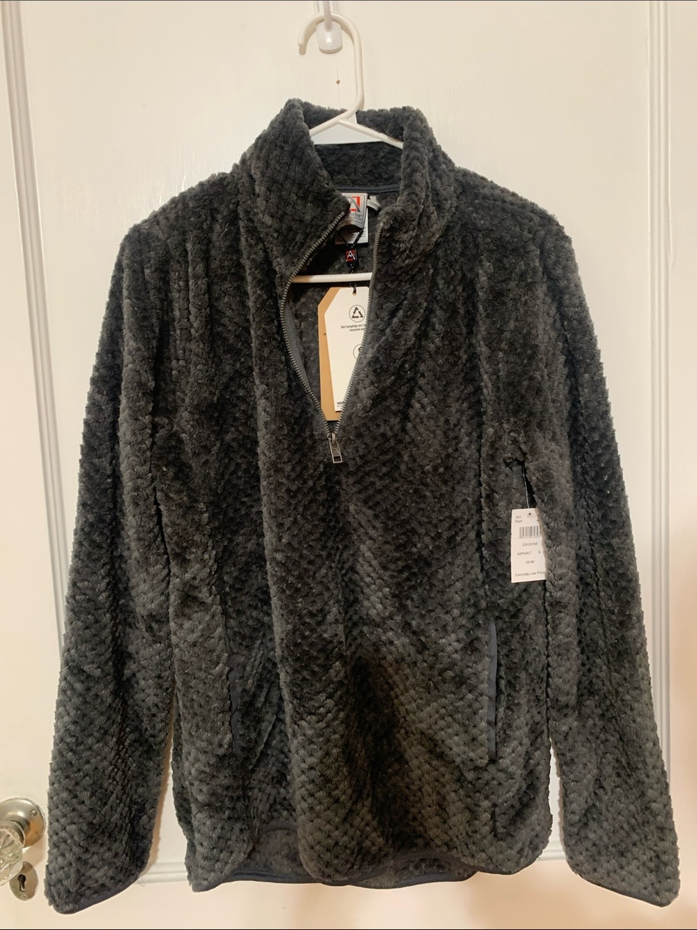 Avalanche Charcoal Plush Teddy Quarter-Zip Jacket